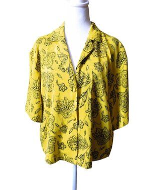 Saunders Collective x RTR Rox Floral Button Front Boxy Top  Size 8 Yellow